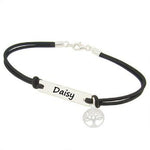 TREE OF LIFE UNISEX STERLING SILVER RECTANGLE IDENTITY MESSAGE DESIGN PERSONALISED BRACELET Made in Sizes Baby up to Adult