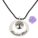 25mm CIRCLE OF LIFE PERSONALISED 12mm TREE OF LIFE NAME PENDANT BLACK STEEL BALL CHAIN
