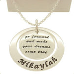 29mm CIRCLE PERSONALISED NAME PENDANT GO FORWARD