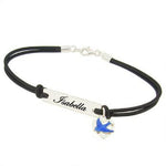 BLUEBIRD of HAPPINESS UNISEX STERLING SILVER RECTANGLE IDENTITY MESSAGE DESIGN PERSONALISED BRACELET Made in Sizes Baby up to Adult
