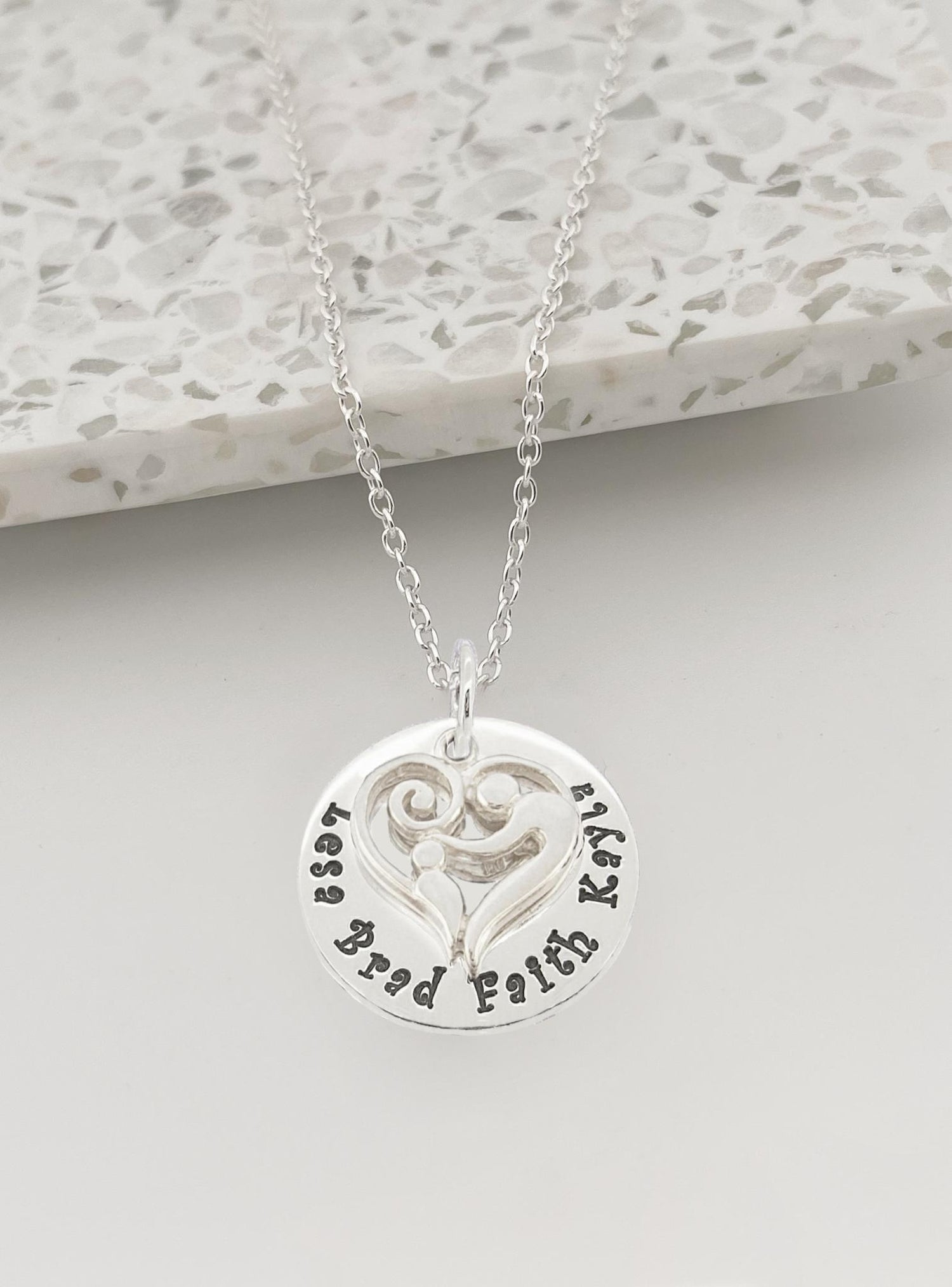 23mm Round Personalised Mother Baby Child Name Pendant Cable Necklace