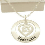 27mm CIRCLE OF LIFE 13th 13 BIRTHDAY HEART PERSONALISED NAME PENDANT NECKLACE