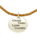 27mm UNISEX TABLET PERSONALISED FAMILY NAME MESSAGE PENDANT LEATHER NECKLACE