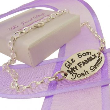 STERLING SILVER 25mm OVAL UNISEX DESIGN PERSONALISED CIRCLE OF LIFE BELCHER BRACELET -BLET-25x15mmOval-SS-BO2