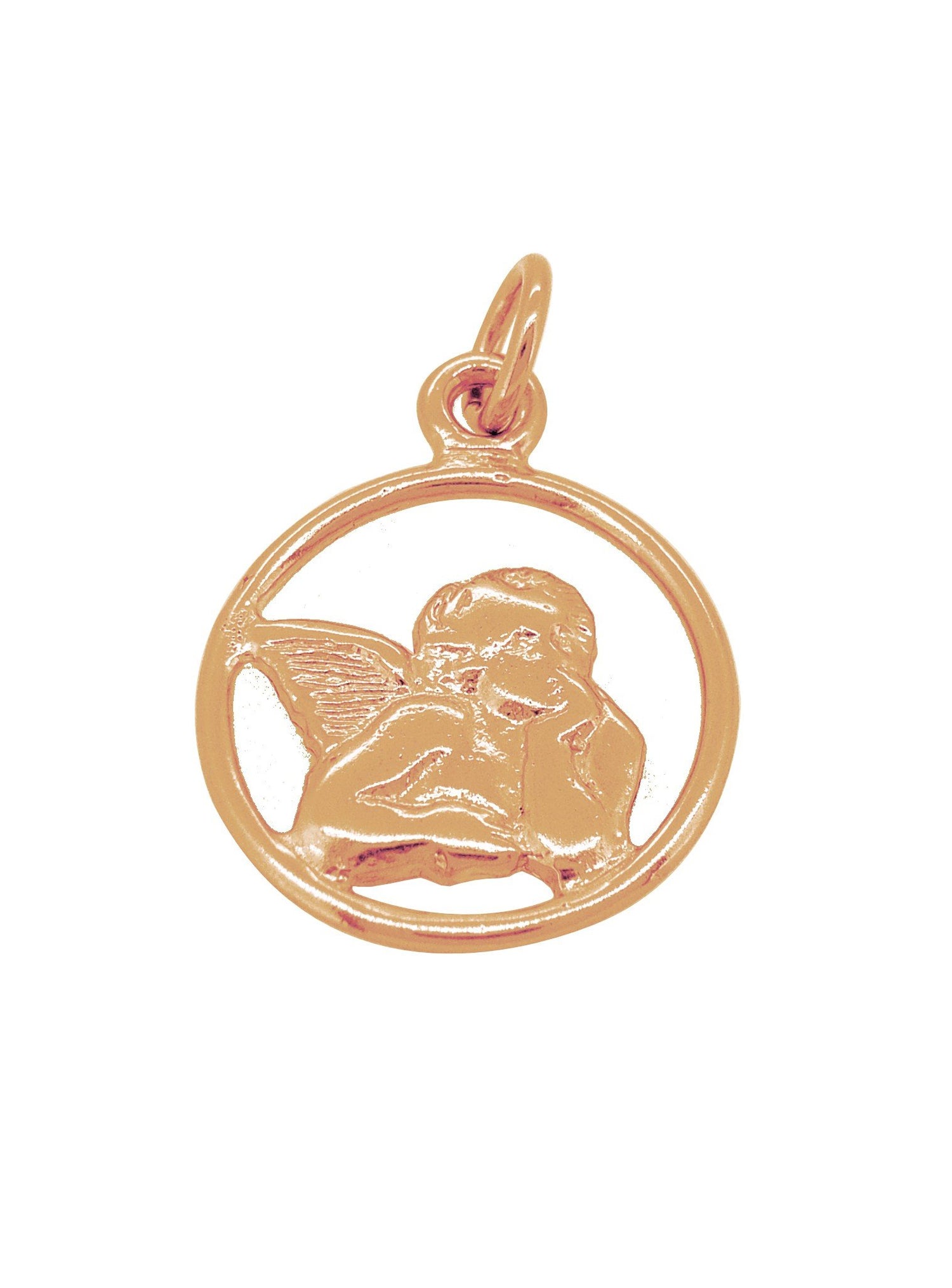 Cherub Guardian Angel 17mm Pendant in 9ct Rose Gold