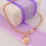 3.1g 9CT ROSE GOLD 2.8mm CURB 8mm SWEET LOVE HEART CHARM BRACELET 17cm -BLET_9R_MC-O.CURB60C