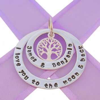 25mm & 38mm CIRCLE OF LIFE PERSONALISED TREE OF LIFE NAME PENDANT -25mm-38mm-KB57-70-KB52