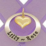 29mm CIRCLE OF LIFE 9CT GOLD LOVE HEART PERSONALISED FAMILY NAME PENDANT
