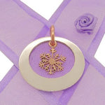 25mm CIRCLE OF LIFE PERSONALISED FAMILY NAME PENDANT & 9CT ROSE GOLD 10mm SNOWFLAKE CHARM -25mm-HR3427-9Rjr