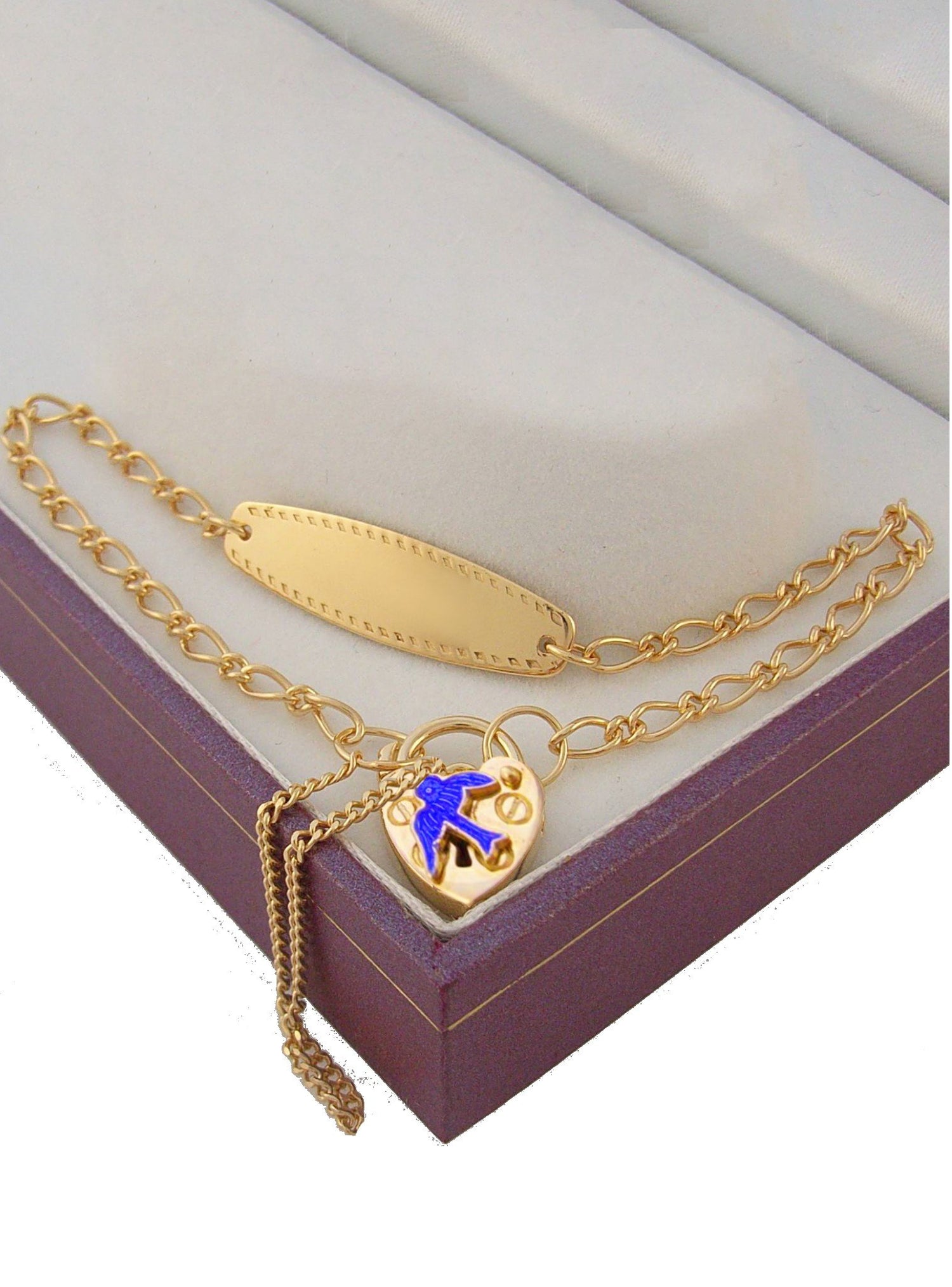 9ct Gold Identity Bluebird Padlock Bracelet