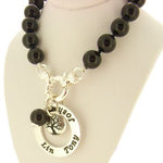 25mm PERSONALISED12mm TREE OF LIFE NAME PENDANT 8mm BLACK ONYX BOLT RING NECKLACE -BLET-25mm-54-706-10583-8mmBlkOnyx