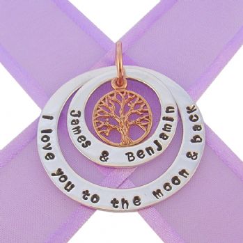 25mm & 38mm CIRCLE OF LIFE PERSONALISED ROSE GOLD TREE OF LIFE NAME PENDANT -25mm-33mm-KB57-70-KB52-9Rjr