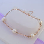 9CT ROSE GOLD 2.5mm BELCHER BRACELET with NATURAL WHITE FRESHWATER PEARLS -BLET_9R_0011