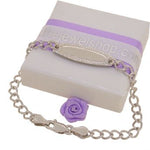 9CT WHITE GOLD 4mm CURB EMBOSSED IDENTITY PADLOCK BRACELET
