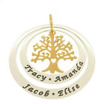 STERLING SILVER 35mm & 45mm CIRCLE OF LIFE PERSONALISED NAME PENDANT 9CT GOLD FAMILY TREE