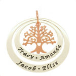 STERLING SILVER 35mm & 45mm CIRCLE OF LIFE PERSONALISED NAME PENDANT 9CT ROSE GOLD FAMILY TREE