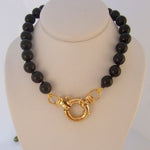 6mm BLACK ONYX 9ct GOLD BOLT RING NECKLACE -NLET-6mmBlkOnyx-9Y