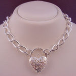 47g STERLING SILVER LARGE CURB PADLOCK NECKLACE 45cm