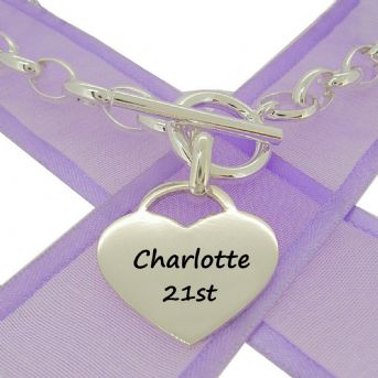 STERLING SILVER 7mm x 10mm OVAL BELCHER CHAIN TOGGLE RING NECKLACE 22mm HEART -N-925-BO4-Tbar-22H
