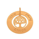 9CT ROSE GOLD 22mm FAMILY CIRCLE PERSONALISED TREE OF LIFE NAME PENDANT