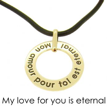 UNISEX 9CT YELLOW GOLD 28mm FAMILY CIRCLE OF LIFE PERSONALISED NAME PENDANT
