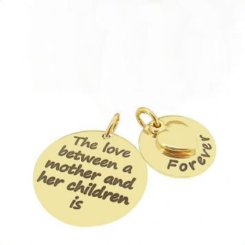 9CT GOLD 16mm and 22mm Mothers Love MESSAGE COINS 9CT GOLD HEART CHARM PENDANT NECKLACE