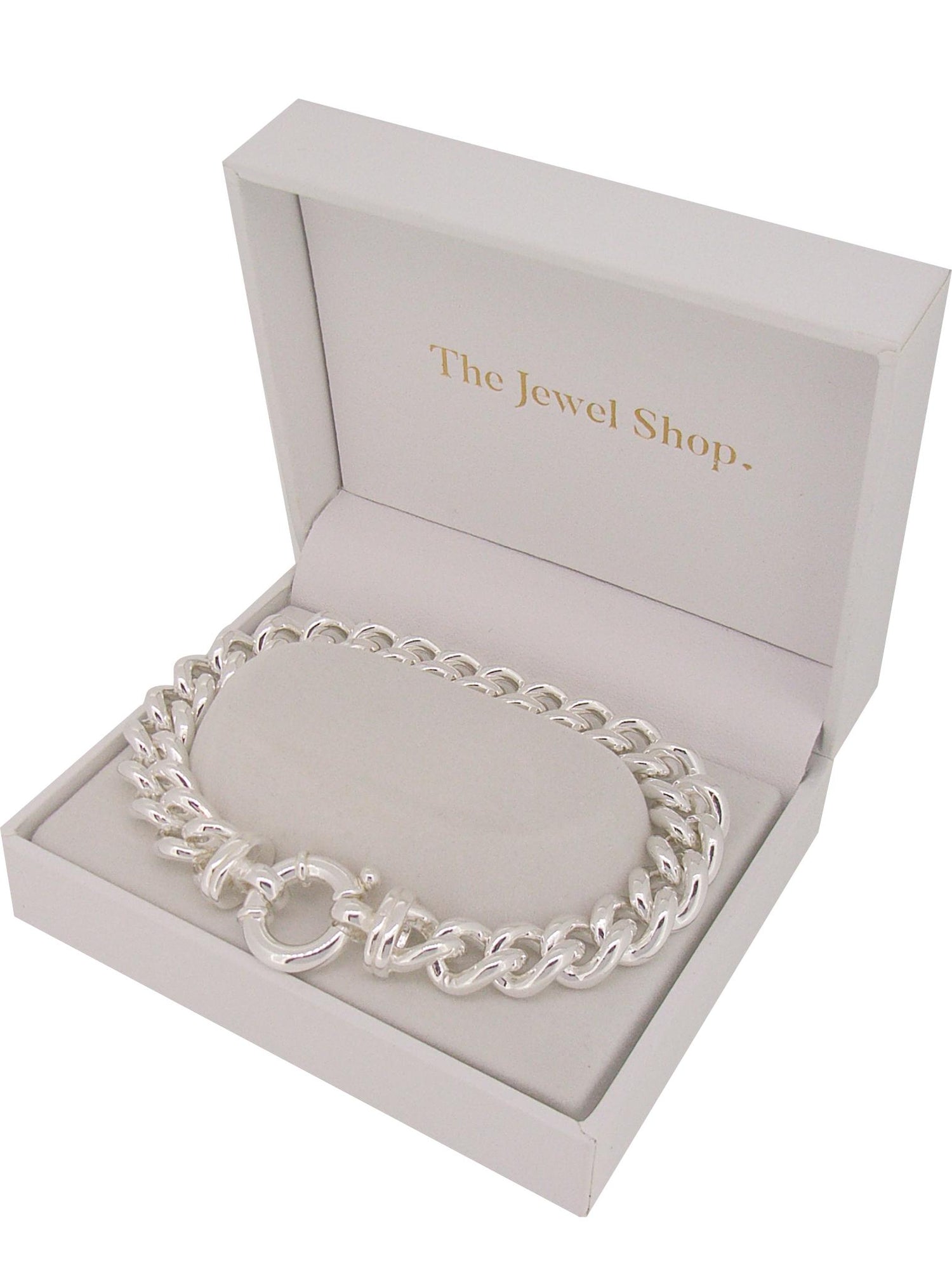 43g Sterling Silver 16mm Bolt Ring Curb Bracelet 19cm