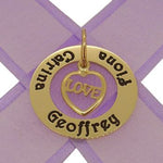 9CT GOLD 28mm CIRCLE OF LIFE PERSONALISED FAMILY NAME PENDANT LOVE HEART CHARM -28mm-KBC29-HR1560-9Y