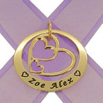 9CT GOLD 35mm CIRCLE OF LIFE PERSONALISED NAME TRILOGY HEART PENDANT