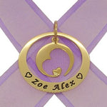 9CT GOLD 35mm CIRCLE OF LIFE PERSONALISED NAME CIRCLE MOON HEART PENDANT -35mm-KB94-9Y