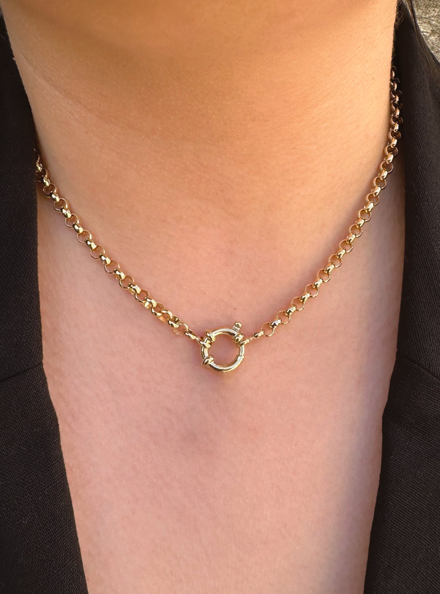 Solid 9ct Gold 4.5mm Round Belcher Chain Necklace