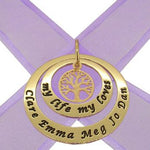 9CT GOLD 25mm & 38mm CIRCLE OF LIFE PERSONALISED FAMILY TREE OF LIFE NAME PENDANT -25mm-38mm-KB52-jr-9Y