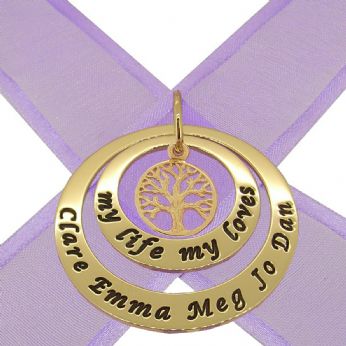 9CT GOLD 25mm & 38mm CIRCLE OF LIFE PERSONALISED FAMILY TREE OF LIFE NAME PENDANT -25mm-38mm-KB52-jr-9Y