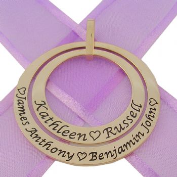 9CT GOLD 35mm & 45mm CIRCLE OF LIFE PERSONALISED NAME PENDANT -9Y-35mm-45mm-FBail
