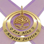 9CT GOLD 35mm & 45mm CIRCLE OF LIFE PERSONALISED NAME FAMILY TREE OF LIFE PENDANT -35mm-45mm-jr-9Y-KB48