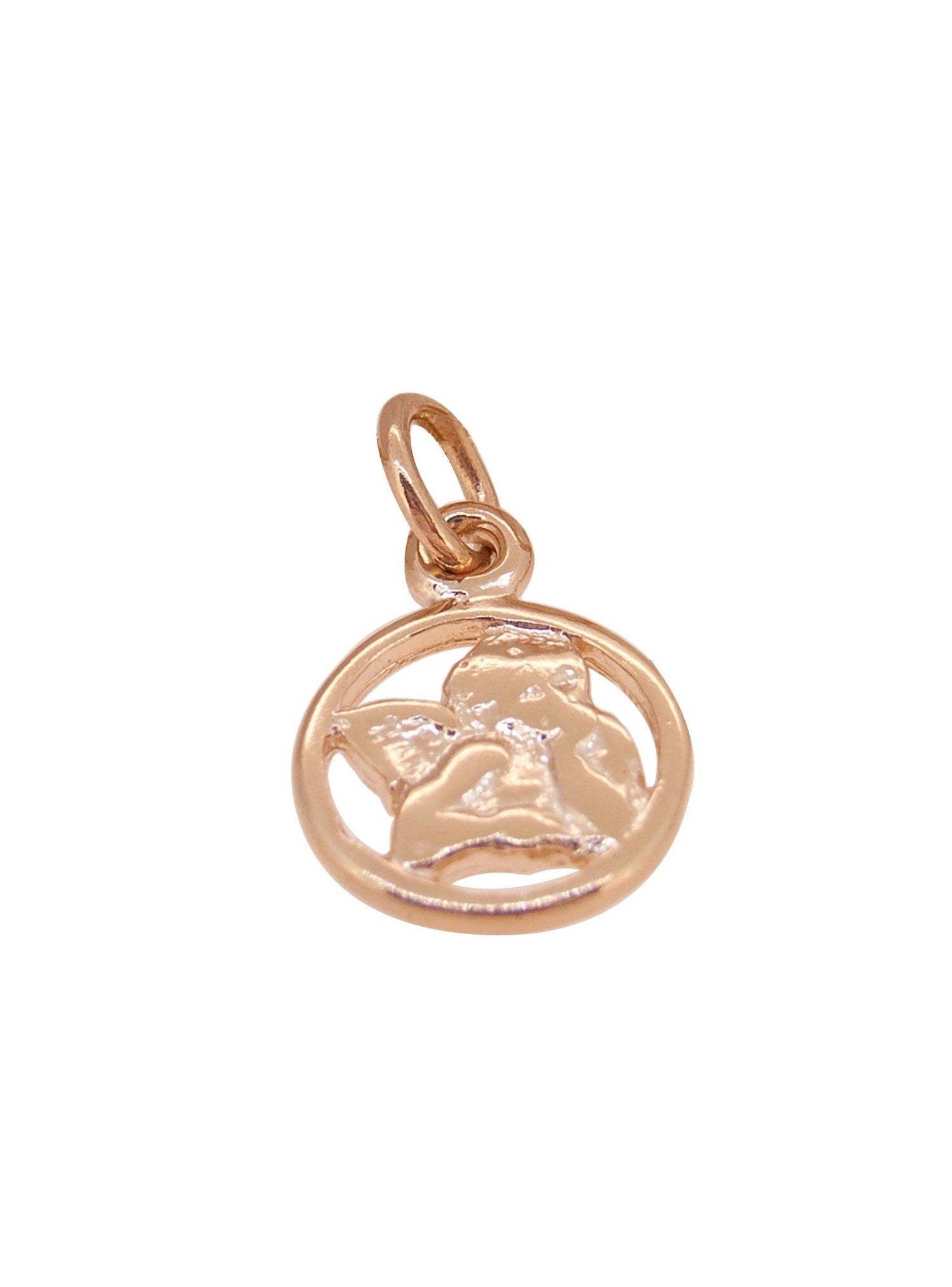 Solid 9ct Rose Gold Cherub Guardian Angel Charm Pendant