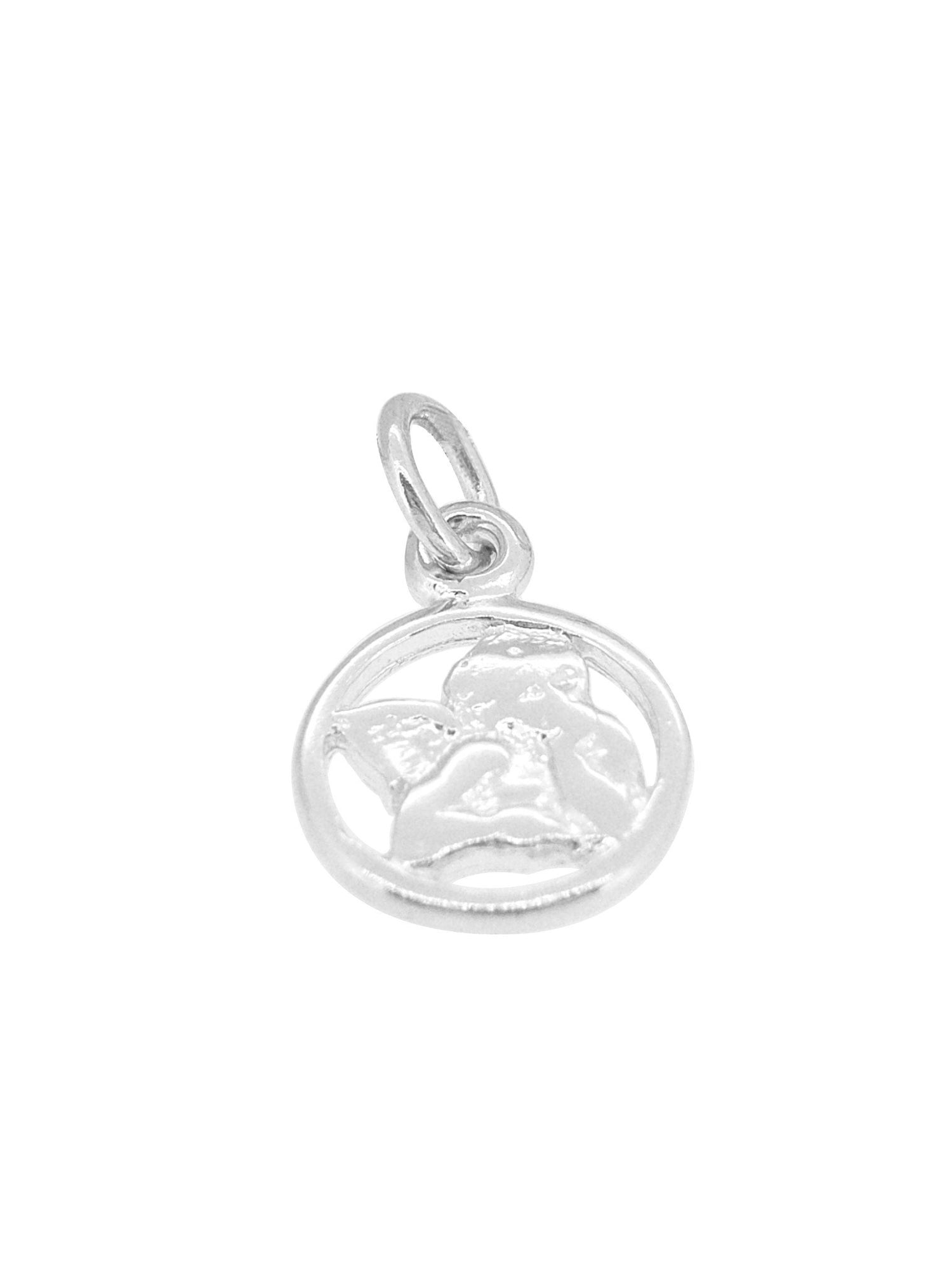 Solid Sterling Silver Cherub Guardian Angel Charm Pendant