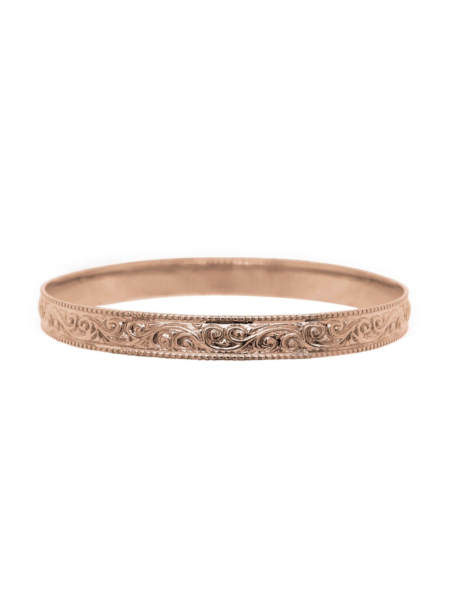 Filigree Embossed 5mm Bangle in 9ct Rose Gold