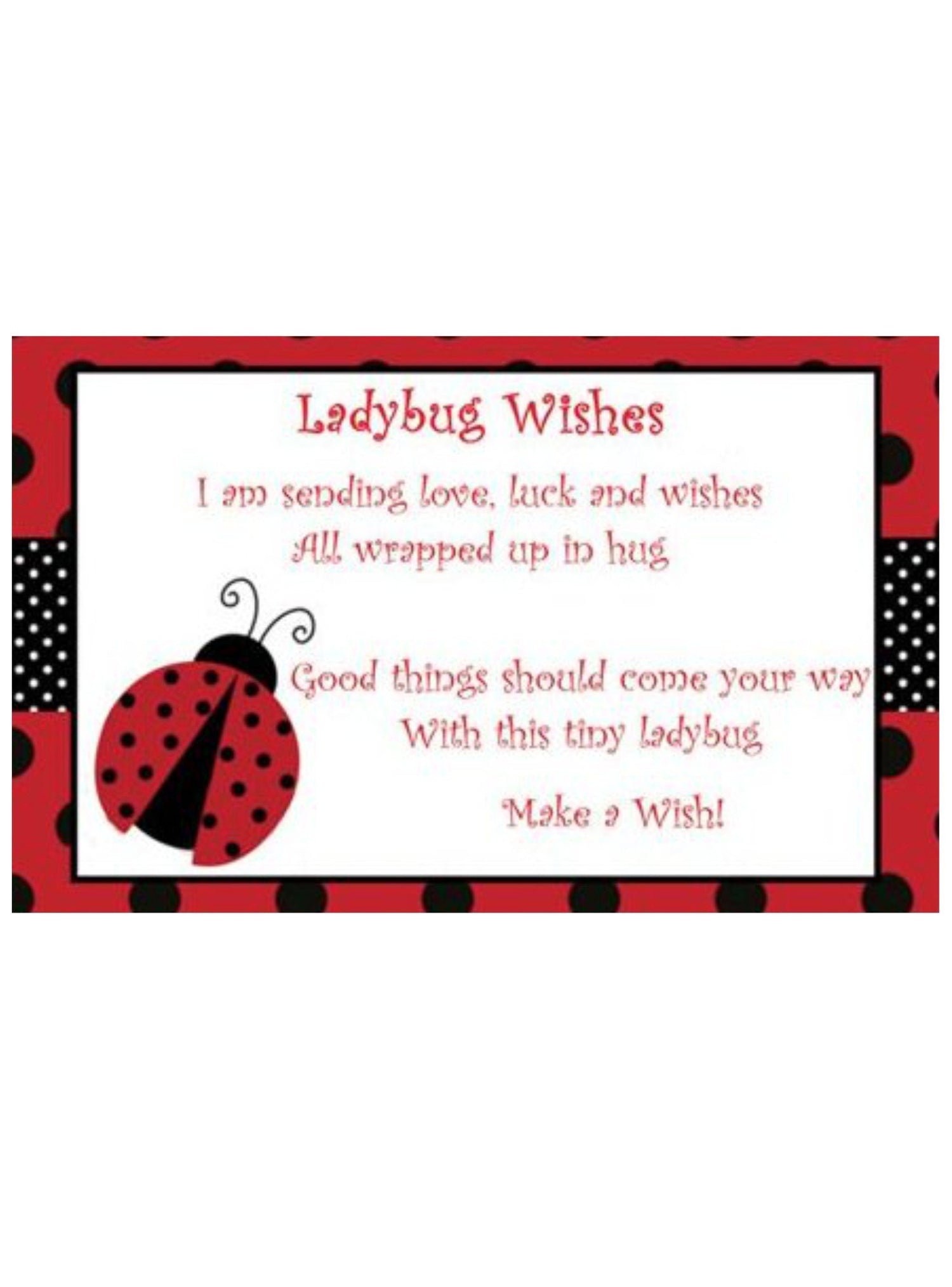 Free Gift Tag Ladybug Wishes