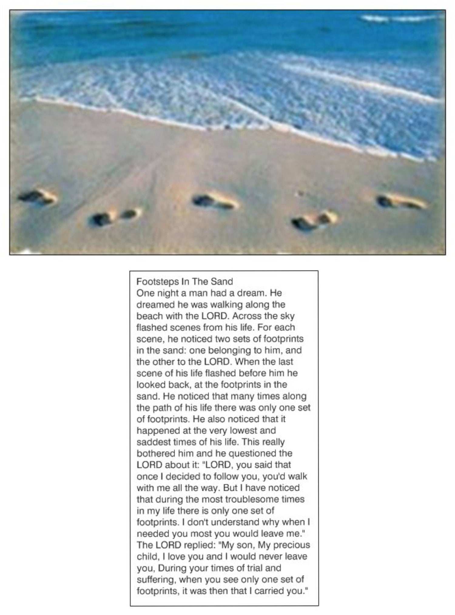 Free Gift Tag Footsteps Prayer