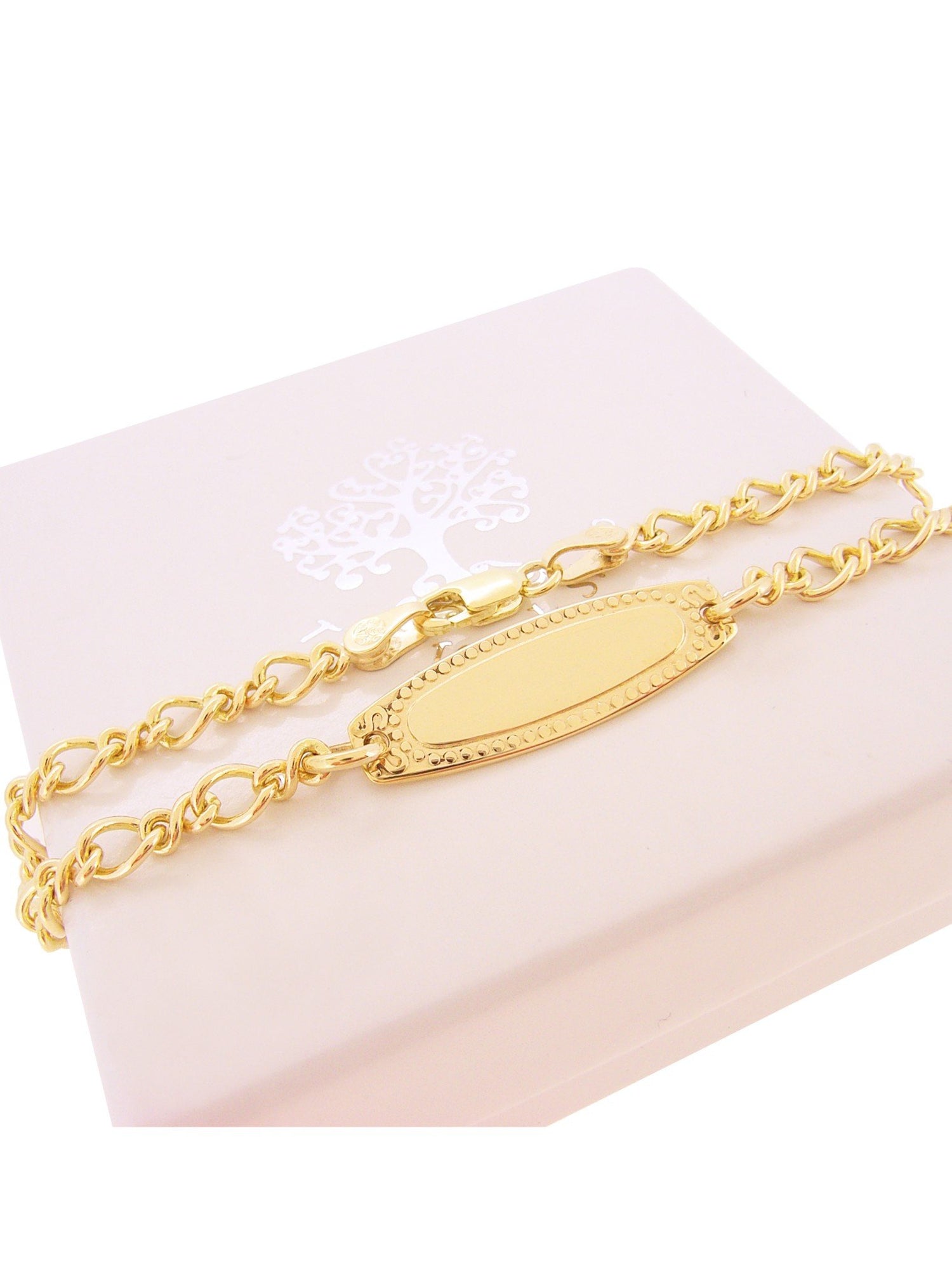 Baby Child Solid 9ct Yellow Gold Figaro Identity Bracelet