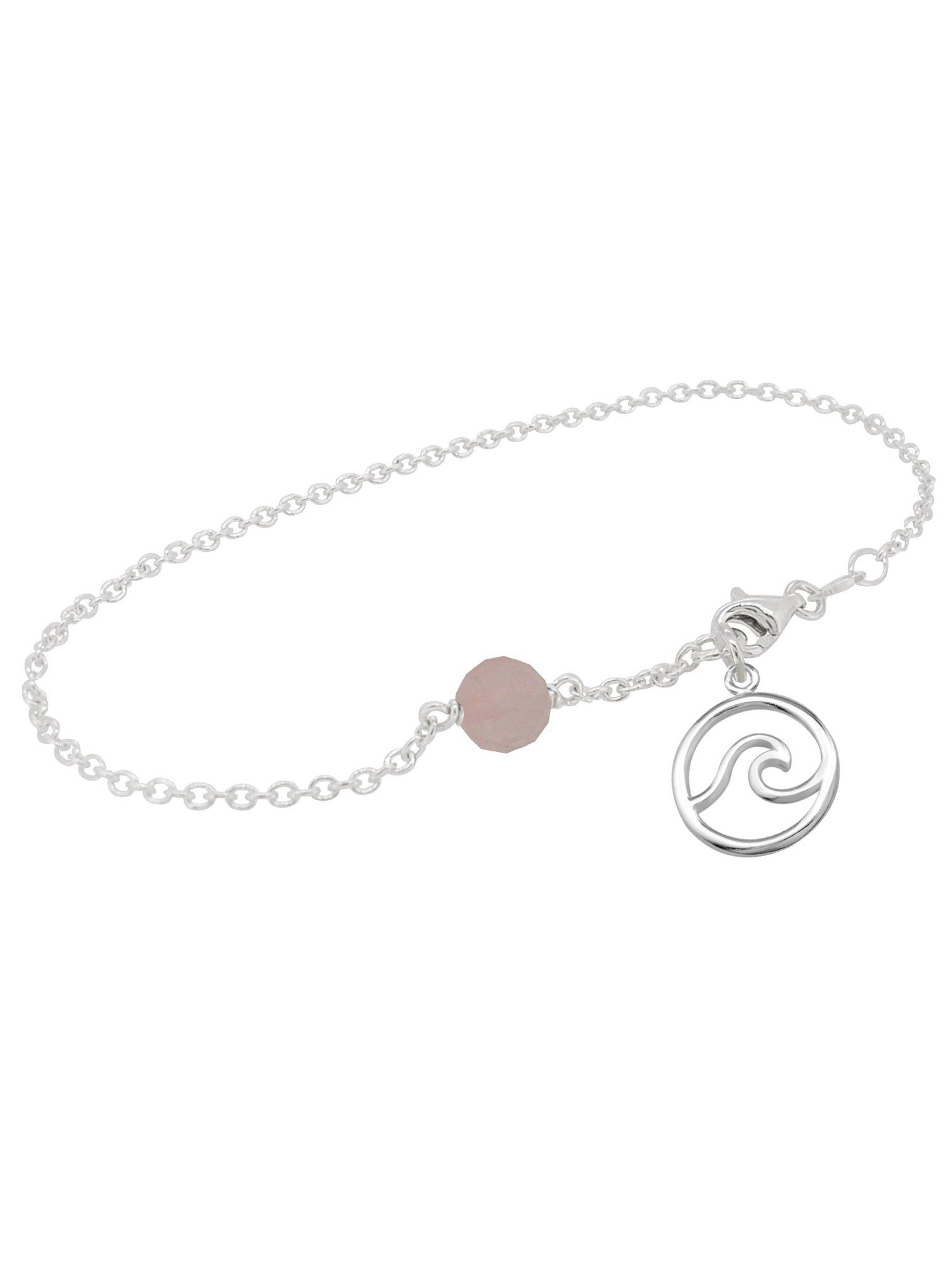 Ocean Wave Rose Quartz Facet Minimalist Charm Bracelet Love Britty