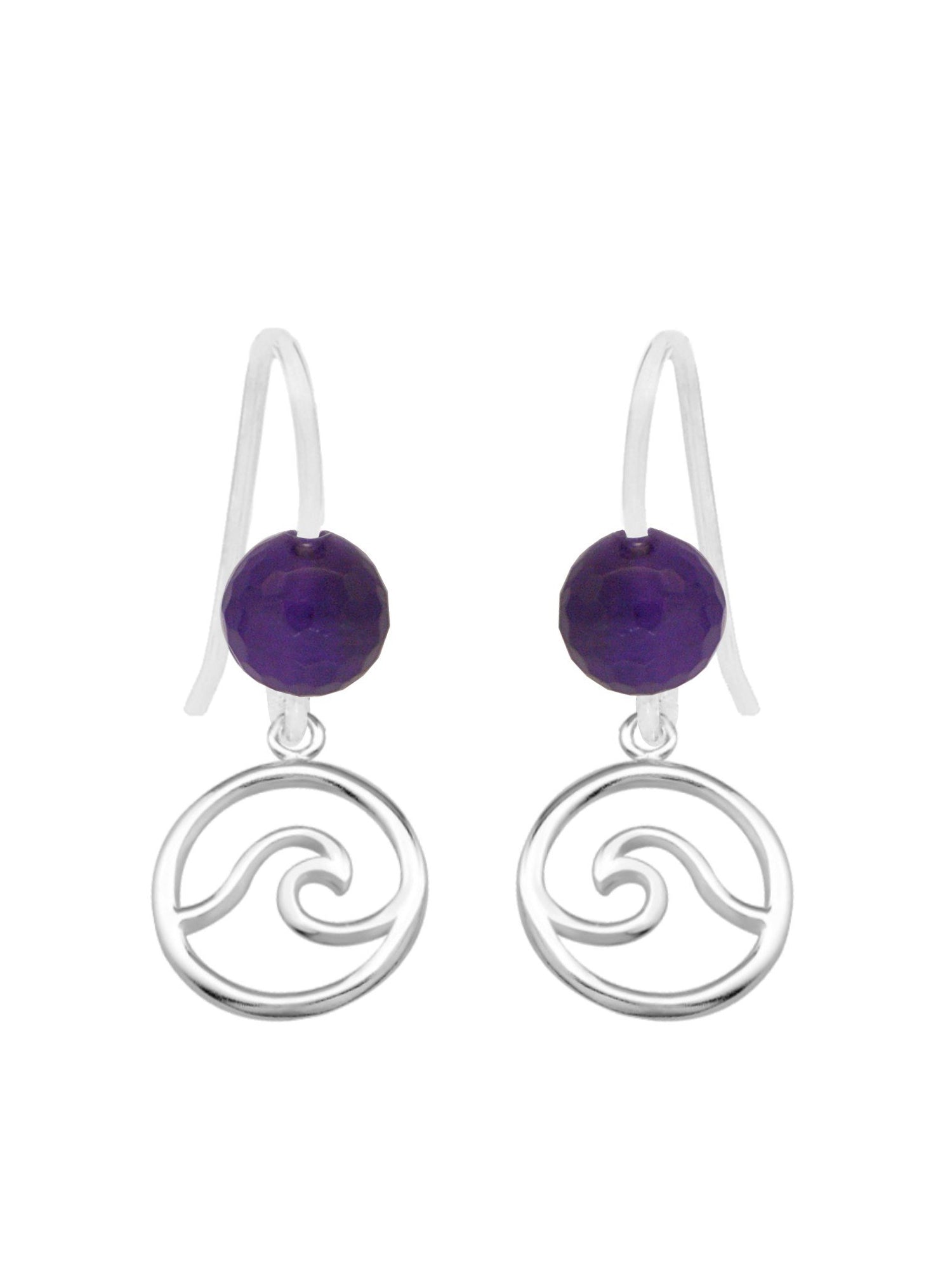 Ocean Wave Amethyst Facet Minimalist Earrings Love Britty