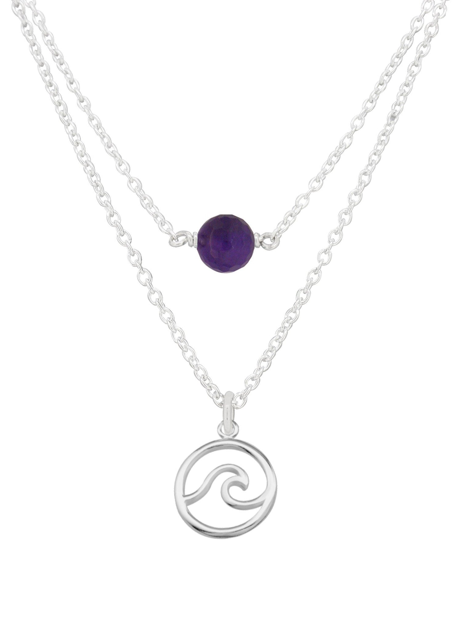 Ocean Wave Amethyst Facet Minimalist Layered Necklace Love Britty