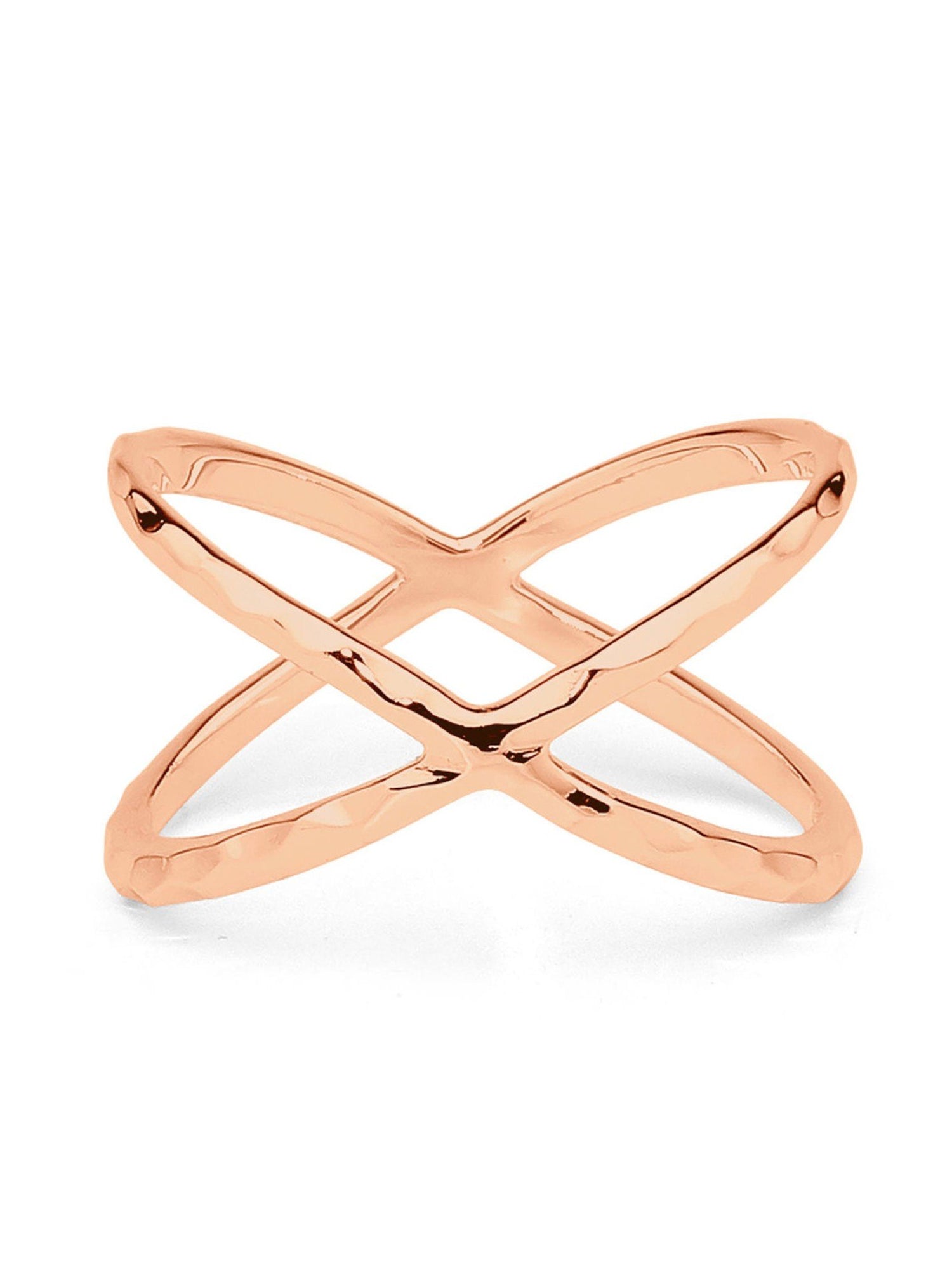 Orbital Ring in Rose Gold Silver Criss Crossed
