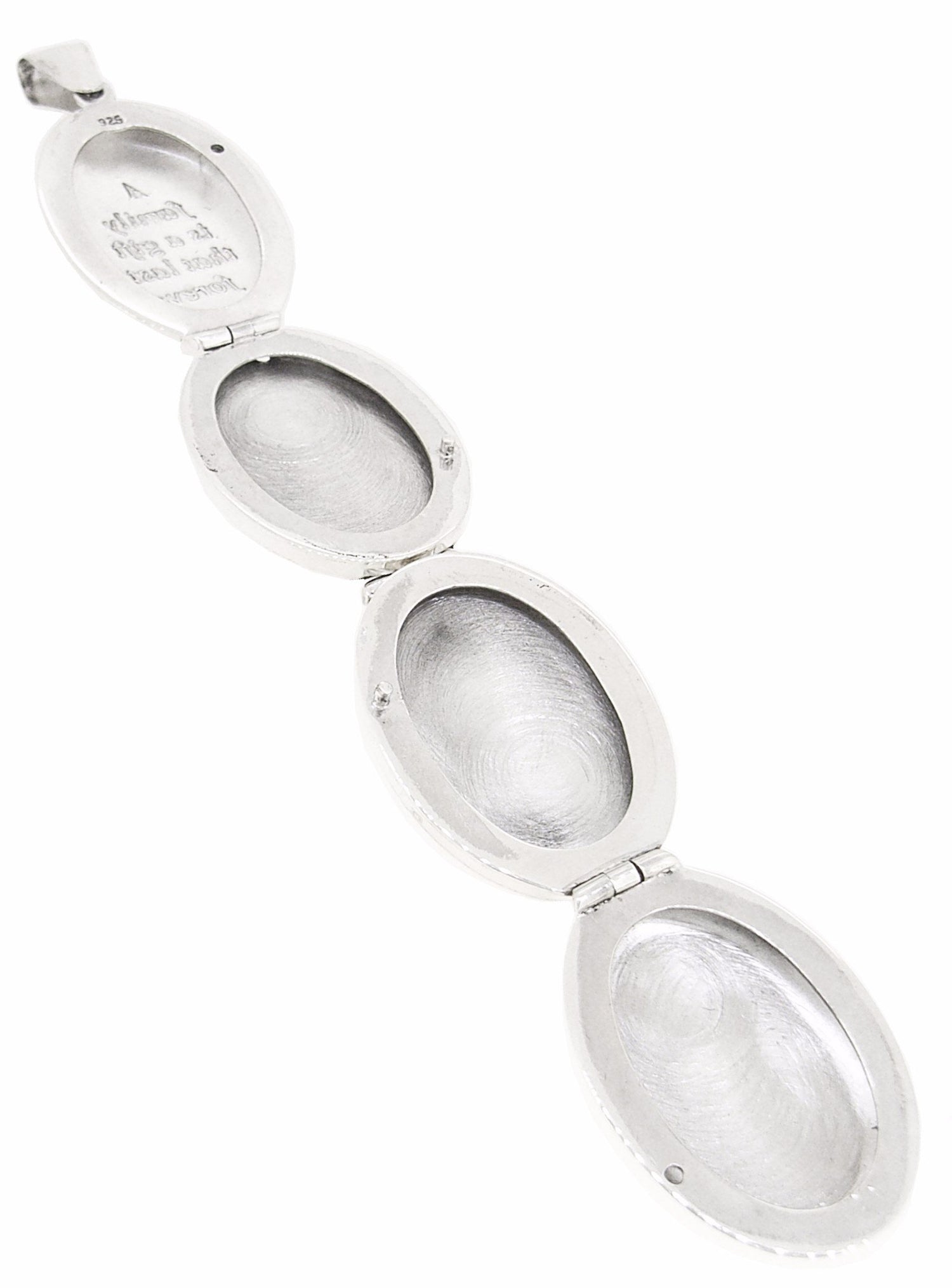 Oval Family Engraved Photo Locket in Sterling Silver