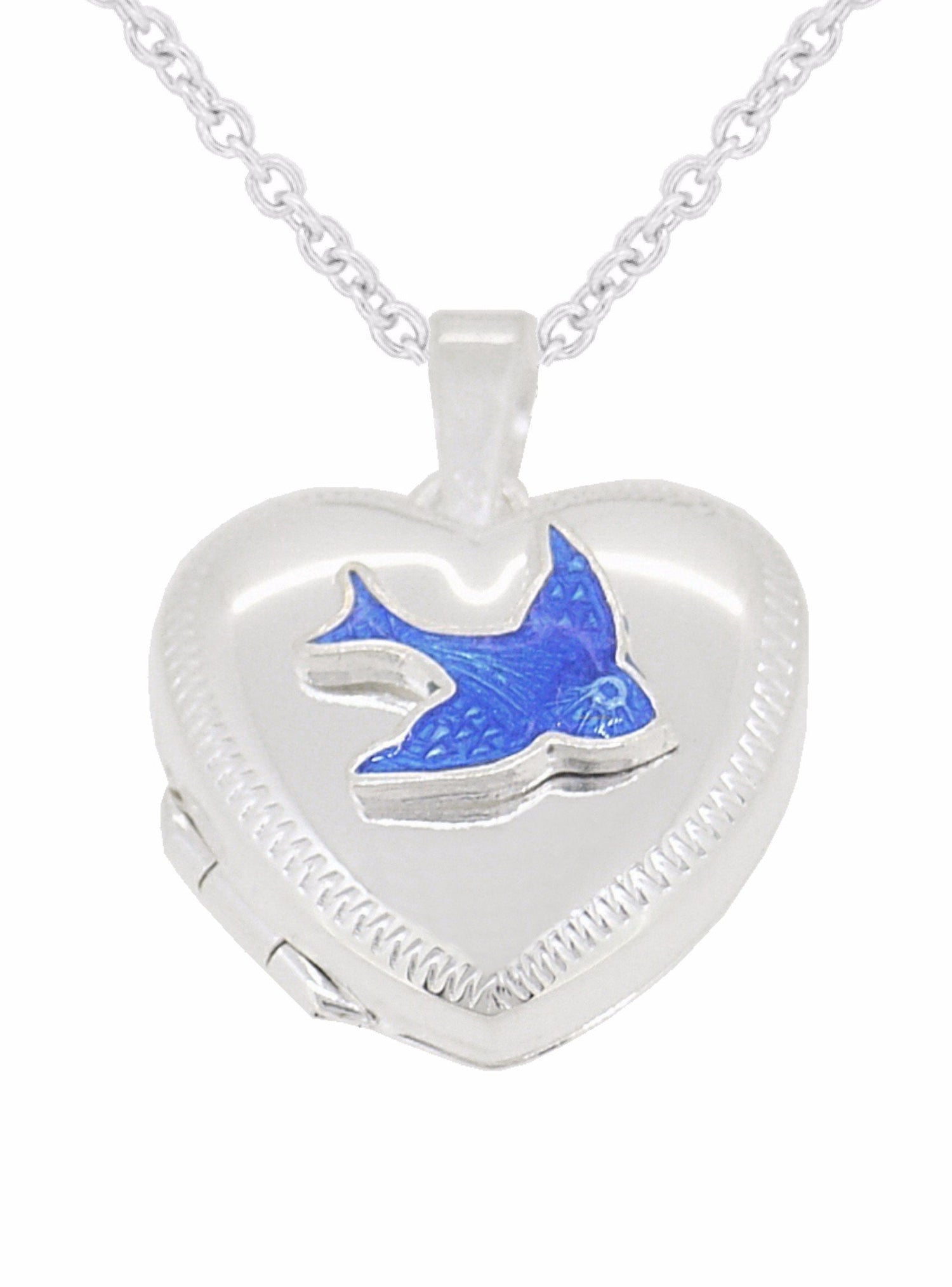 Bluebird of Happiness Heart Photo Locket Necklace