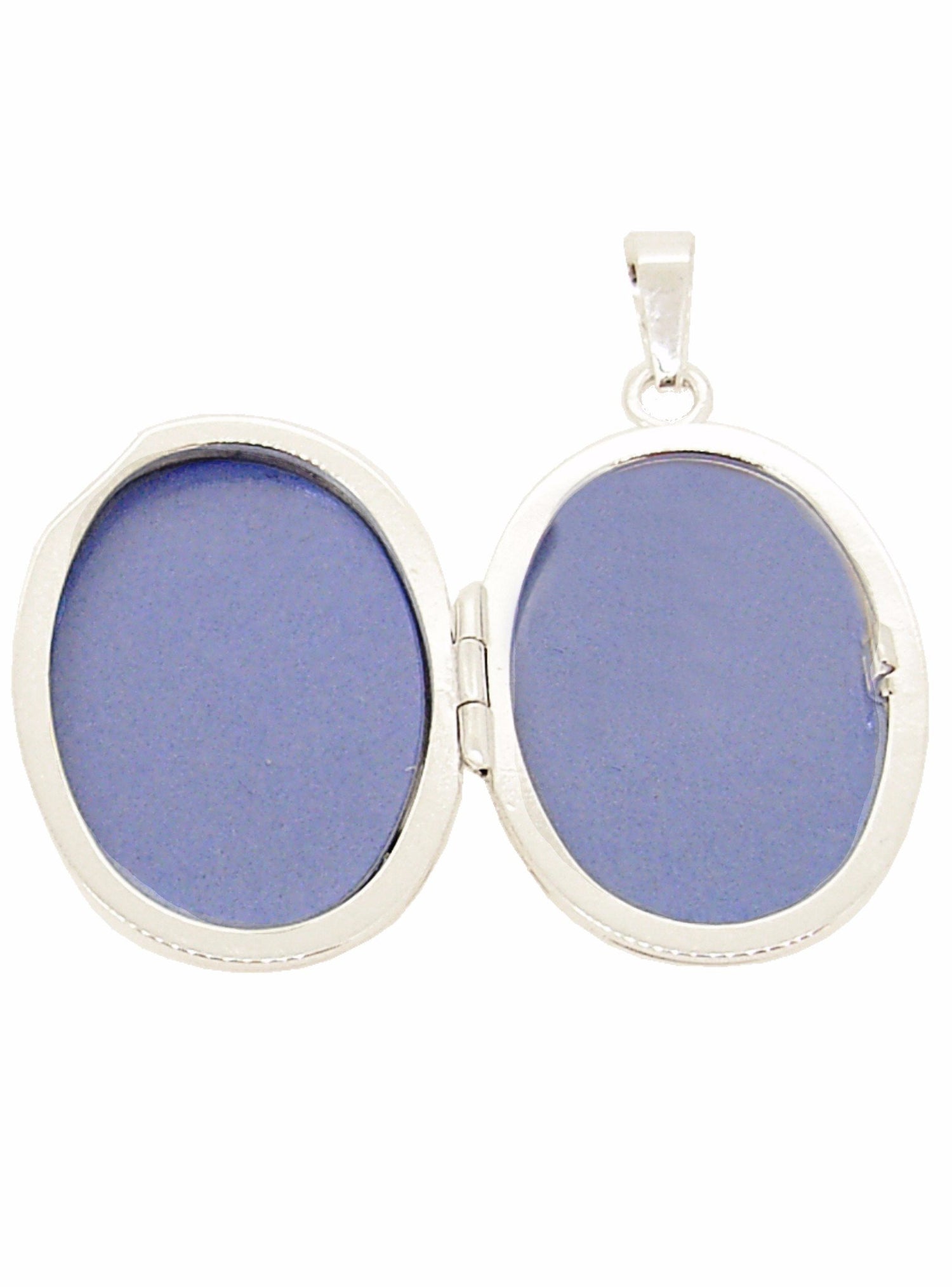 Oval Bluebird of Happiness Photo Locket Necklace in Sterling Silver
