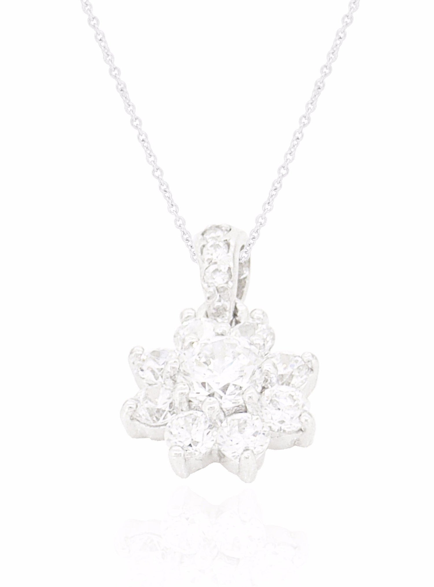 Chloe Cz Flower Necklace in Sterling Silver