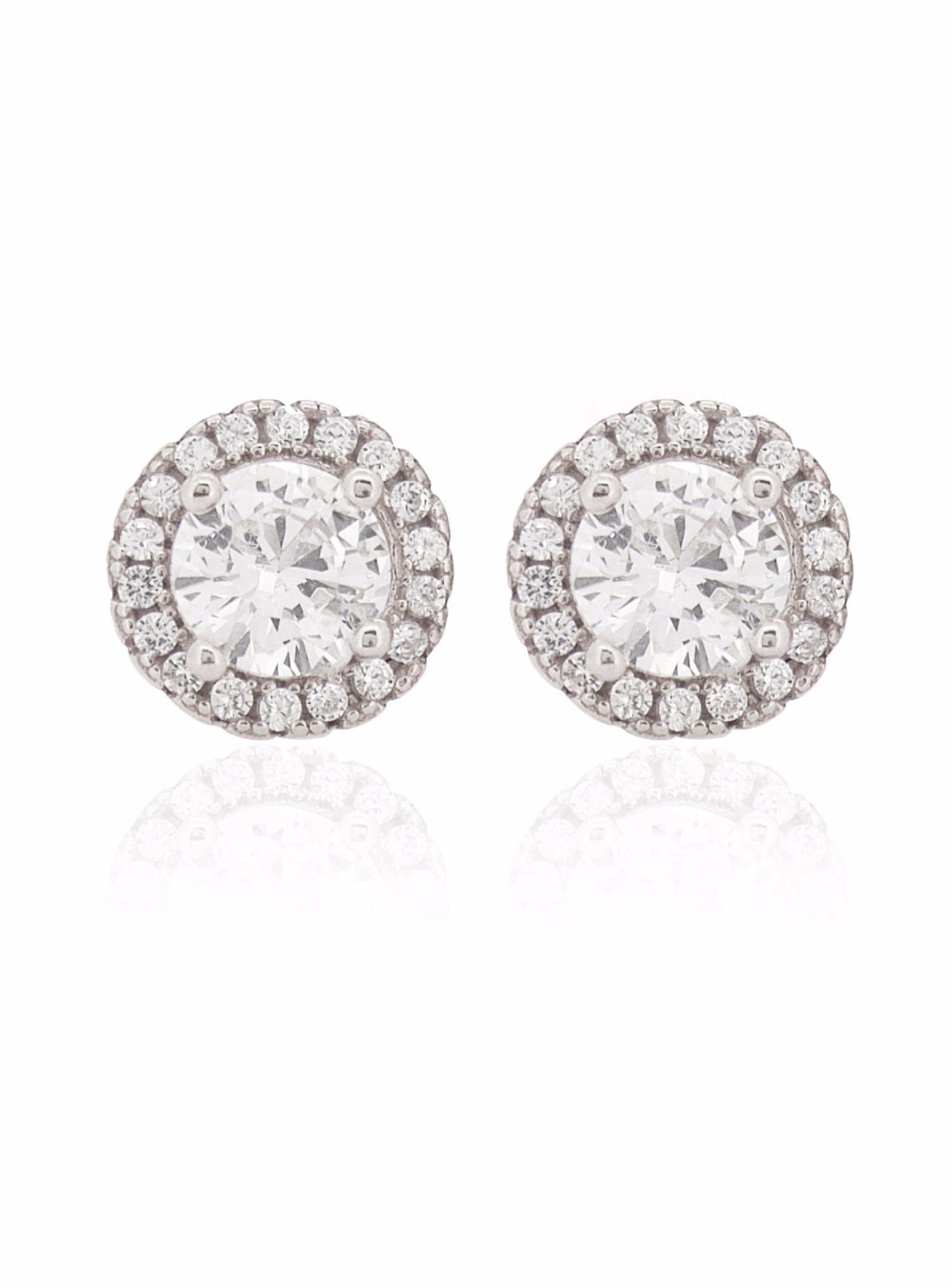 Scarlett Halo Cluster Cz Earrings in Sterling Silver